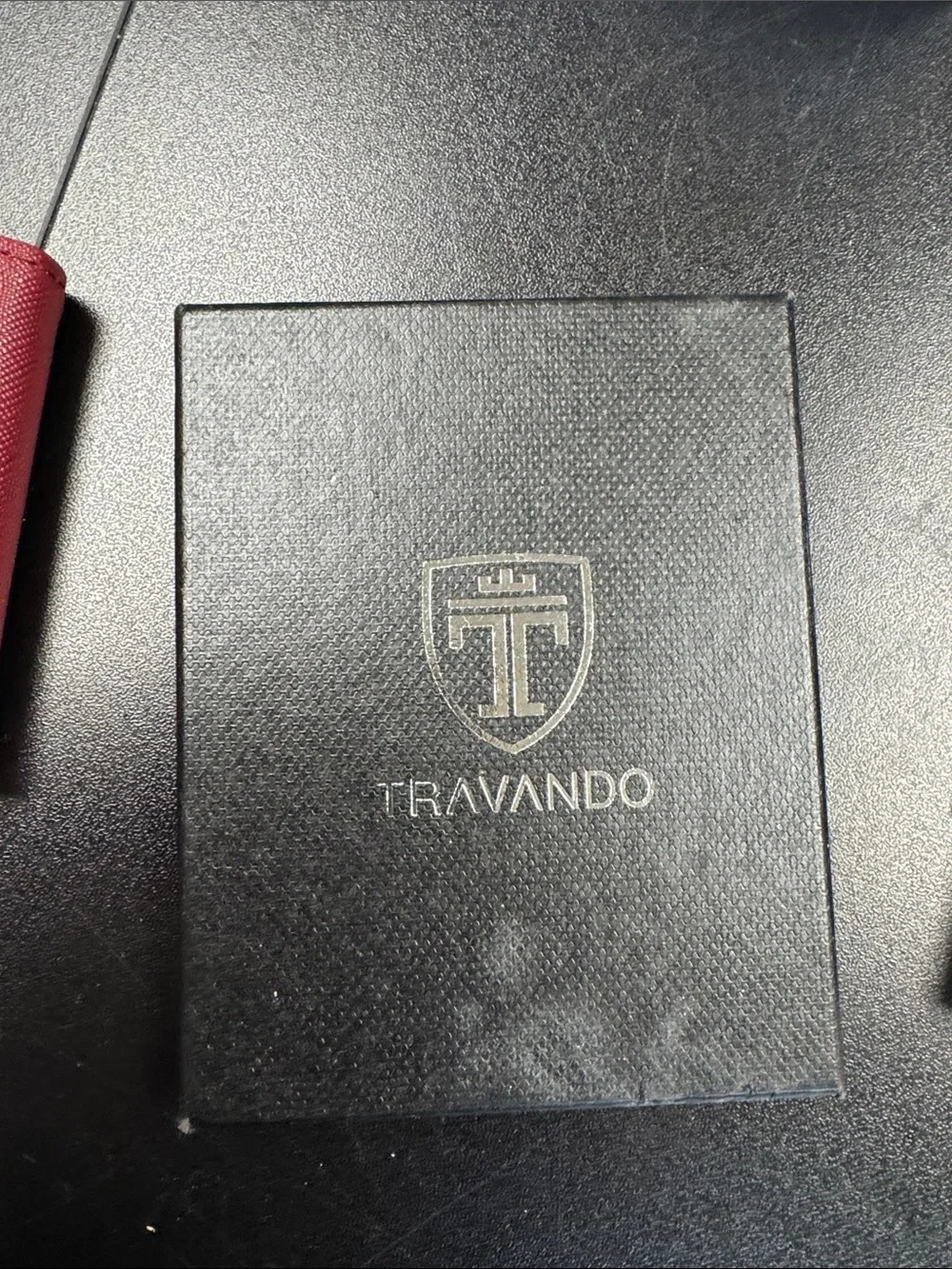 Travando Mens Slim Bifold Wallet Money Clip Burgundy Red Saffiano Minimalist